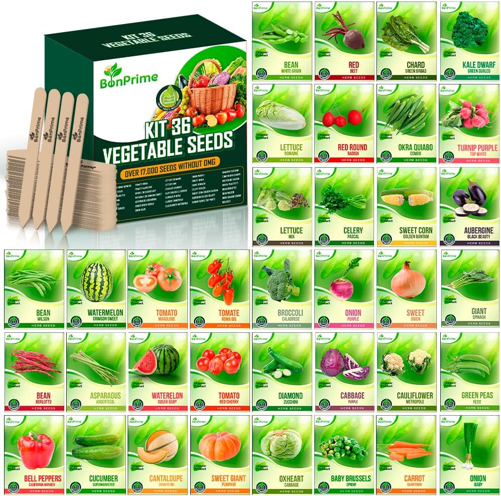 BonPrime Kit de 36 Semillas de Vegetales