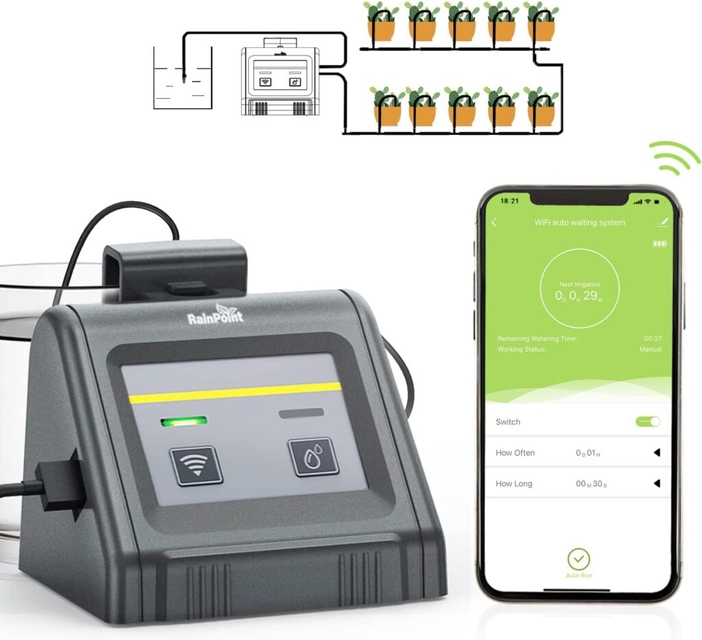 RAINPOINT Sistema de riego automático WiFi para Plantas de Interior